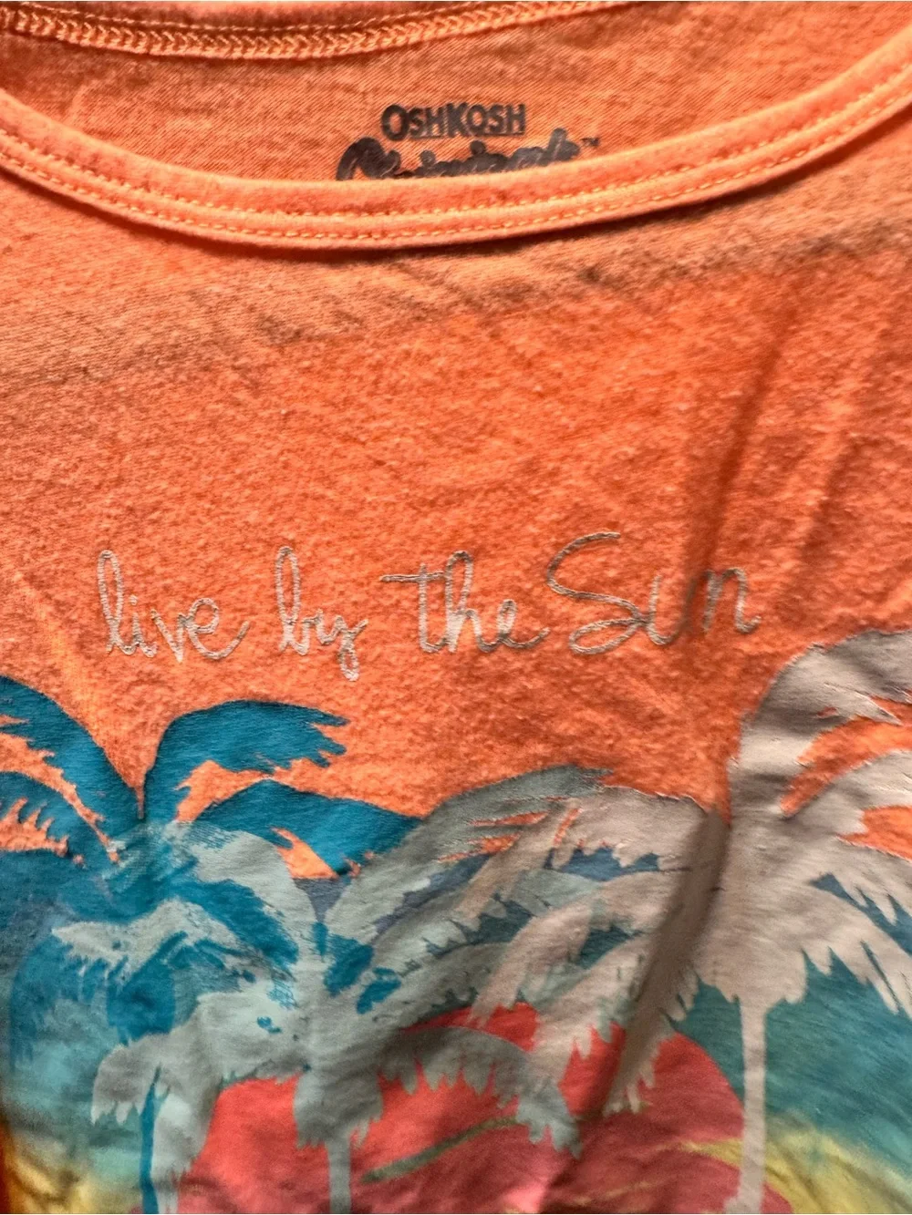 OshKosh B'gosh Peach Palm Tree Graphic Knot Tank Top